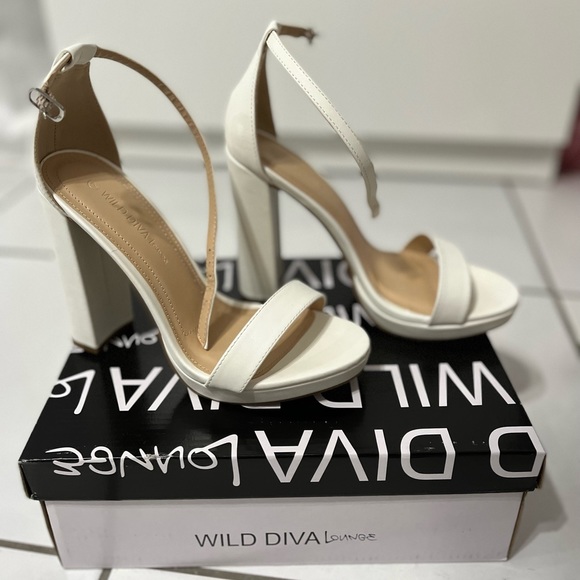 Wild Diva Shoes - White heels